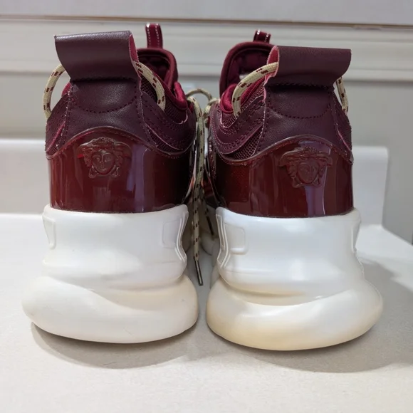 NWT Versace Chain Reaction Sneakers - Burgundy and Orange - Picture 7 of 13